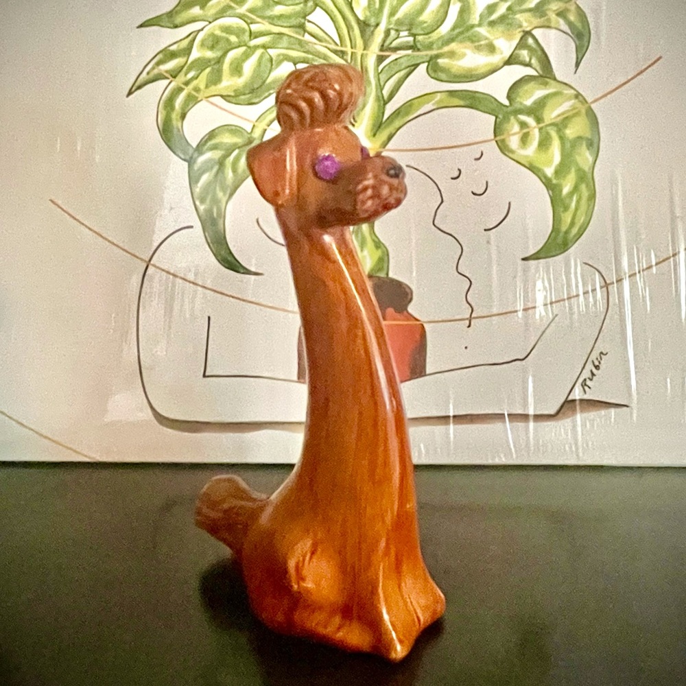 Mid century 1950s long neck poodle figurine